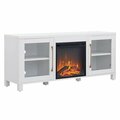 Henn & Hart Foster TV Stand with Log Fireplace Insert, White TV1133